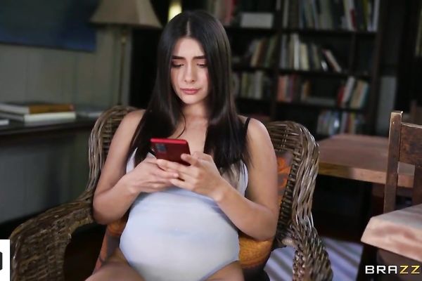 Cute-looking chick with big boobs Tru Kait fucks with her blue dildo