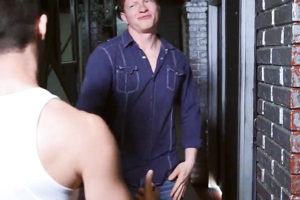 Boy is cleaning up at the bar when his boyfriend knocks on the door