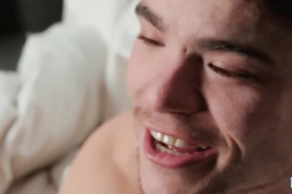 The buff, tattooed guy has a fantasy that he wants fulfilled