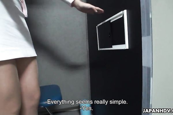 Pretty lady likes her new, exciting job a lot