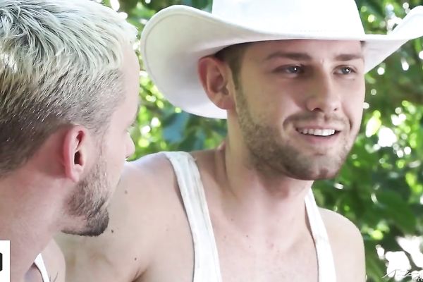 Cowboy and season worker have anal encounter in the garden