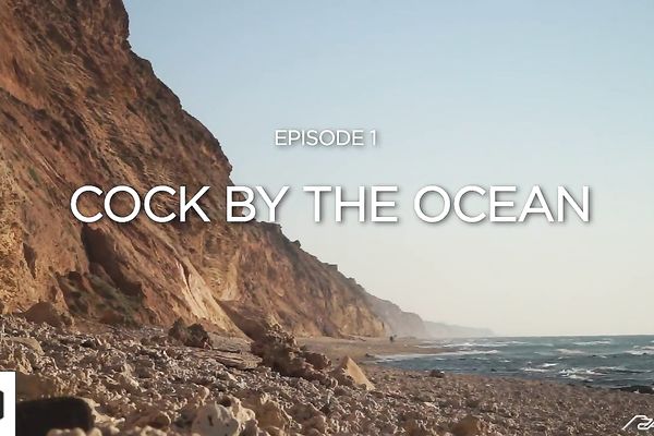 Boys make out and worship each other's dick on the shore