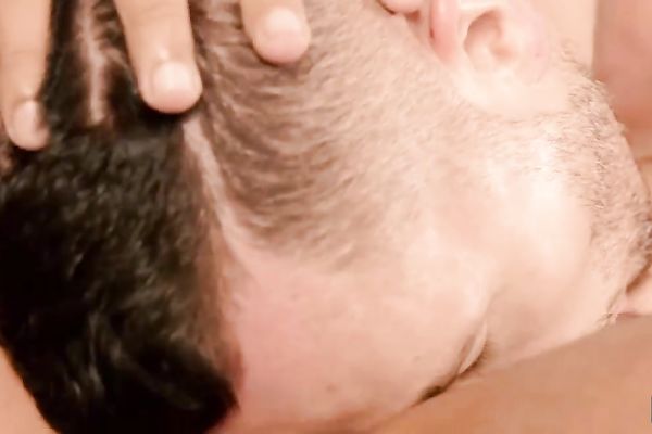 Boy sucks his man's cock and takes a sticky facial