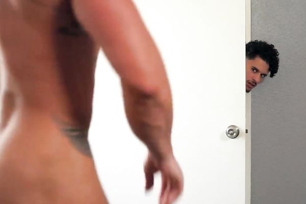 Ripped cutie can’t get any sleep with his noisy roommate